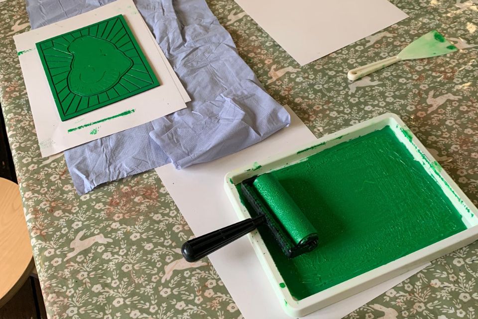 Lavender and Herb Lino Printing
